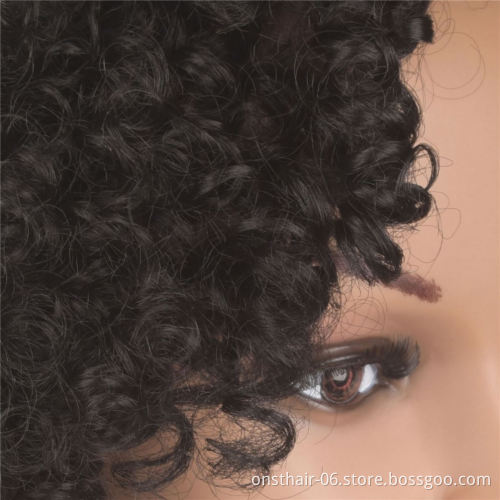 MYZYR's own brand 12-inch heat-resistant curly hair synthetic African wig, cheap high-quality synthetic wig supplier (black)